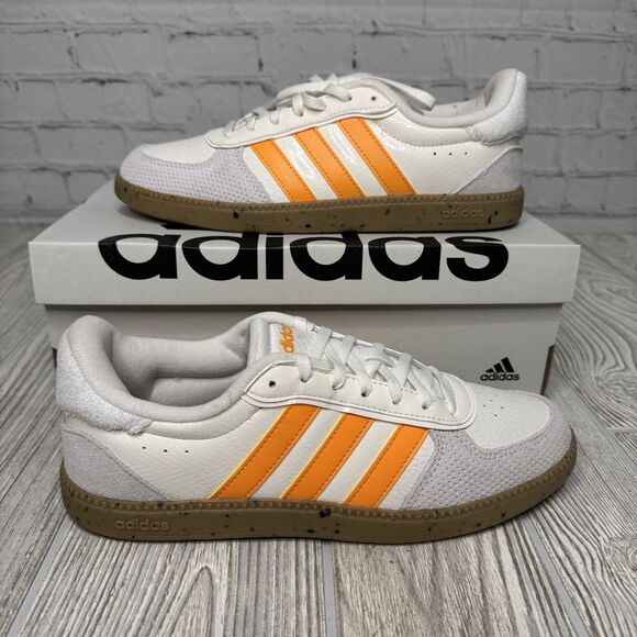 Adidas Breaknet Sleek Tennis Shoes Women’s 8 White Orange IH7753 New - Picture 1 of 9